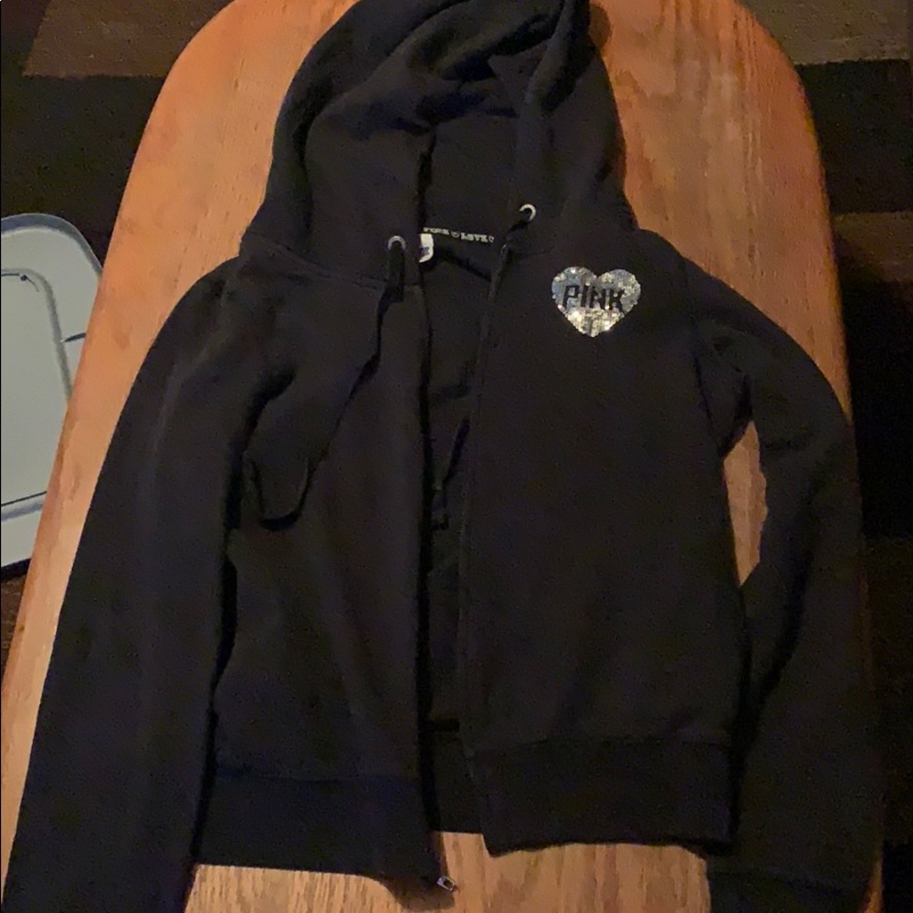 Black bling Victoria secret pink zip up jacket.